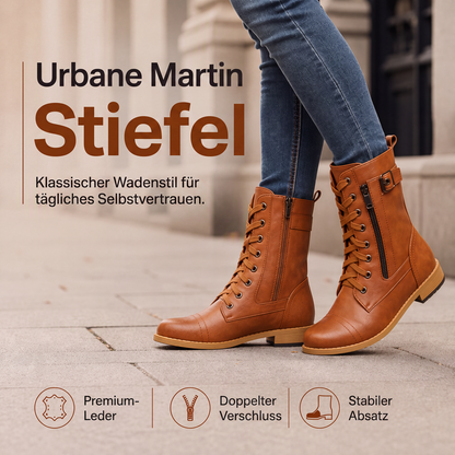 Damen-istiefel mit runder Zehenpartie und klobigem Absatz