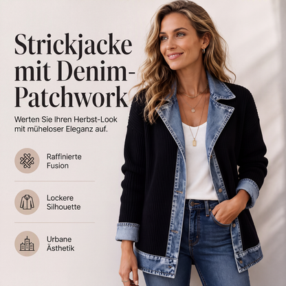 ✨ 50 % RABATT | Lässiger Chic für jeden Tag – Gerippte Strickjacke mit Denim-Details