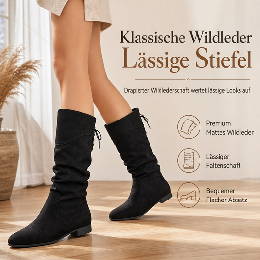 Damen Schnürstiefel, schlupfende Wade-Mittelstiefel