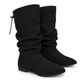 Damen Schnürstiefel, schlupfende Wade-Mittelstiefel