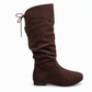 Damen Schnürstiefel, schlupfende Wade-Mittelstiefel