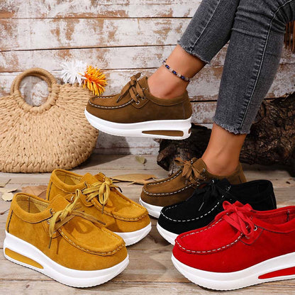 Damen-Schnürschuhe mit niedrigem Plateau für den Alltag