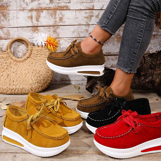 Damen-Schnürschuhe mit niedrigem Plateau für den Alltag