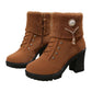 🔥Beliebtes Produkt ！✨Warm gefütterte Damenstiefeletten mit Blockabsatz
