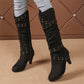 Damen-Stiefel aus Kunstwildleder, lässige Kniehochstiefel