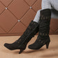 Damen-Stiefel aus Kunstwildleder, lässige Kniehochstiefel