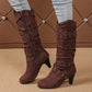 Damen-Stiefel aus Kunstwildleder, lässige Kniehochstiefel