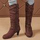 Damen-Stiefel aus Kunstwildleder, lässige Kniehochstiefel
