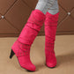Damen-Stiefel aus Kunstwildleder, lässige Kniehochstiefel