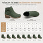 Damen-Wildleder-Marti nstiefel mit schräger Schnalle, klobigem Mittelfußabsatz und Seitenreißverschluss, Stiefeletten