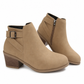 Damen-Wildleder-Marti nstiefel mit schräger Schnalle, klobigem Mittelfußabsatz und Seitenreißverschluss, Stiefeletten