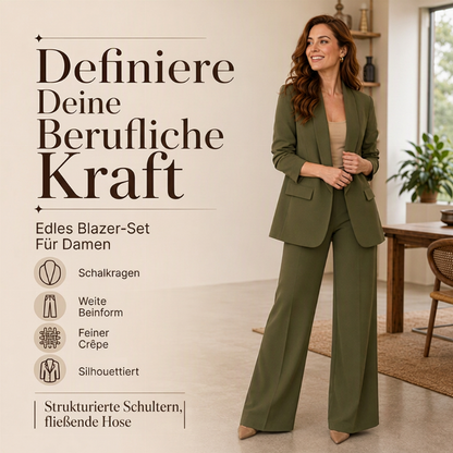 📢🎉50%Rabatt!!!🛍️✨Damen-Set aus elegantes Oberteil mit Schalkragen und weit geschnittenen Hosen