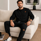 📢📢50%Rabatt!!!🎉✨Herren-Jacquard-Sweatshirt mit Buchstabenmuster & Jogginghose mit Kordelzug Set