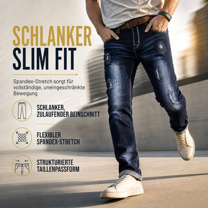 Herren Stretch Jeans, schmale Passform, mit Riss-Details