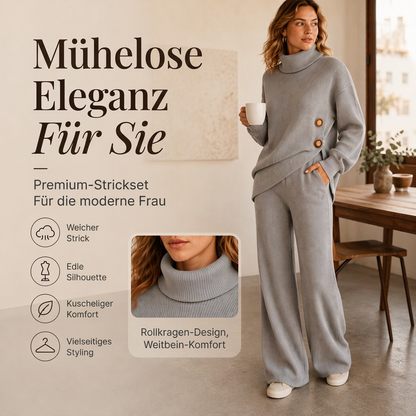 📢🎉50%Rabatt!!!🛍️✨Damen-Strickset mit Rollkragenpullover und Wide-Leg-Hose