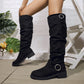 Damen lässige kniehohe Stiefel mit Gürtelschnalle