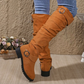 Damen lässige kniehohe Stiefel mit Gürtelschnalle