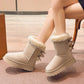 Damen Plateau-Schneestiefel mit Schleifen-Detail