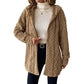Damen-Casual-Plüschjacke mit Kapuze