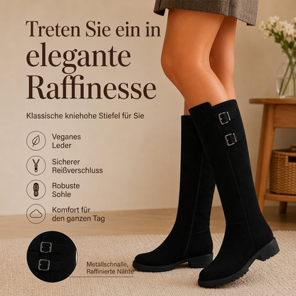 Damen kniehohe Ritterstiefel mit runder Zehenpartie