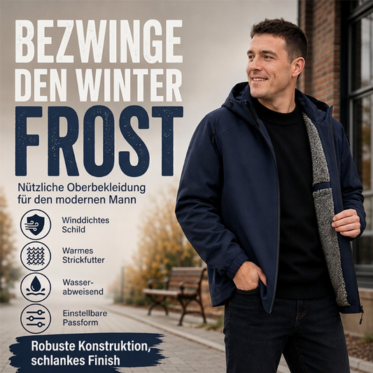 Herren winddichte Kapuzenjacke mit Plüschfutter
