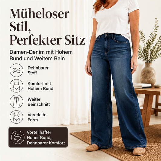 🎉🔥Über 5000 Mal verkauft!💖👖Damen Stretch-Jeans mit hohem Bund und weitem Bein