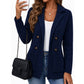 📢📢50%Rabatt!!!🎉✨Damen zweireihige Rippstrick-Strickjacke mit Taschen und Reverskragen