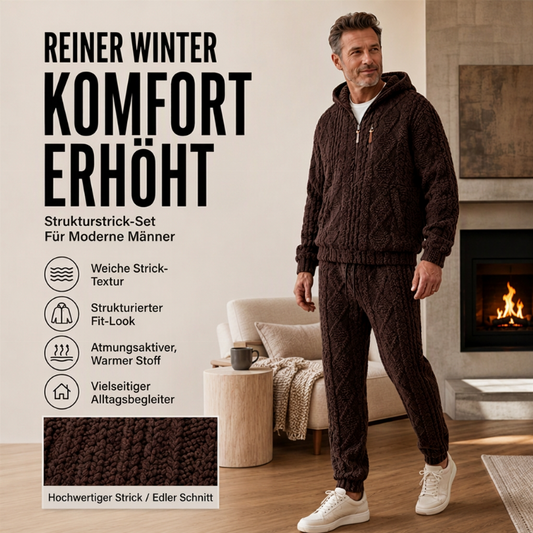 📢📢 50% Rabatt + Gratis Versand 🛍️✨ Kuscheliges kabelgestricktes Kapuzen-Set für Herren im Winter