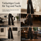 🔥Beliebtes Produkt ！✨Damen High-Waist-Hose mit Spitzeneinsatz, weitem Bein und dekorativen Goldknöpfen