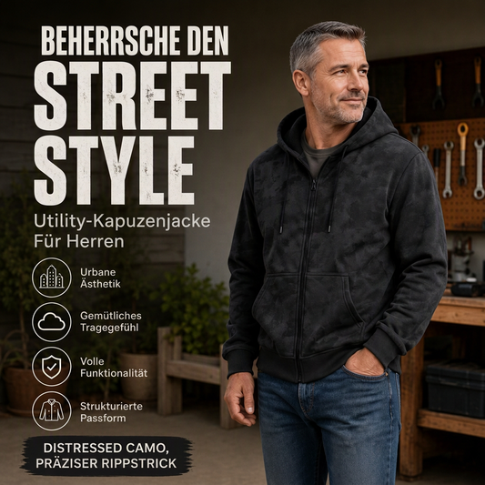 Herren Vintage Batik-Zip-Kapuzenpullover