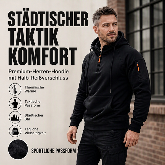 Herren-Casual-Kapuzenpullover mit Viertelreißverschluss