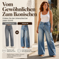 🎉Top Angebot! Jetzt kaufen!🎉 Damen Vintage Weite-Jeans mit seitlichen Knöpfen