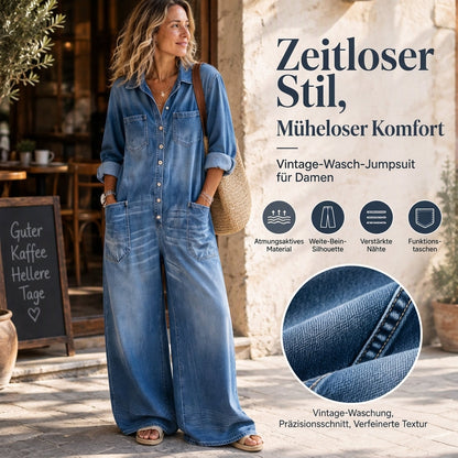 👖 🚨Nur noch wenige auf Lager! Beeil dich!🚨 Damen Jeans Overall im Vintage-Look mit Kragen