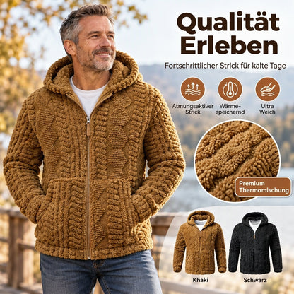 ⏰Countdown läuft! Aktion endet bald!⏰ Heravziehbare Herren-Sherpa-Kapuzenjacke mit Strukturmuster und Reißverschluss