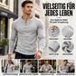 🛍️✨Lässiges, schmal geschnittenes Herren-Henley-T-Shirt mit Rippstrick