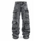 💞Top bewertet + 50% Rabatt!💞 Retro gewaschene Cargo-Jeans mit weitem Bein, Y2K High-Street-Denim-Hose mit Taschen