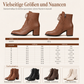 Damen Vintage Britischer-Stil Schnürstiefel Mit Spitzer Zehenpartie Und Block-Mittelabsatz