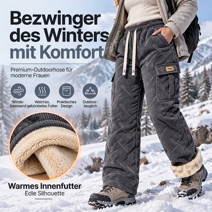 Cord-Cargo-Hosen mit Plüschfutter für Damen