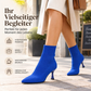 Damen elegante Streckspitz-Stiefeletten mit Strick-Stiletto-Absatz