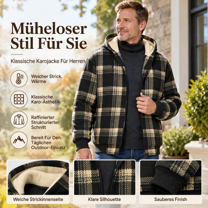 ⏰Countdown läuft! Aktion endet bald!⏰ Warme karierte Herren Winterjacke mit Kapuze