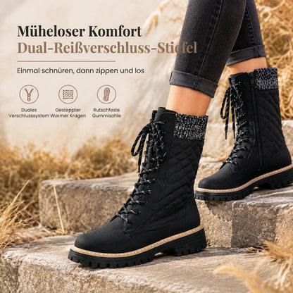 Damen-Stiefeletten mit runder Zehenpartie, Plateau und dicker Sohle, in Übergröße für den Herbst