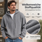 Herren Zopfstrick Halbreißverschluss Kapuzenpullover