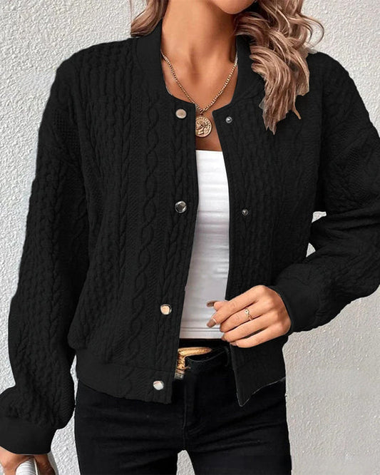 Ensfarget cardigan med knapper