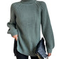 Rollkragenpullover aus Baumwoll mit Raglanärmel und geteiltem Saum