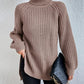 Rollkragenpullover aus Baumwoll mit Raglanärmel und geteiltem Saum