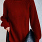 Rollkragenpullover aus Baumwoll mit Raglanärmel und geteiltem Saum