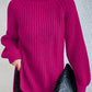 Rollkragenpullover aus Baumwoll mit Raglanärmel und geteiltem Saum